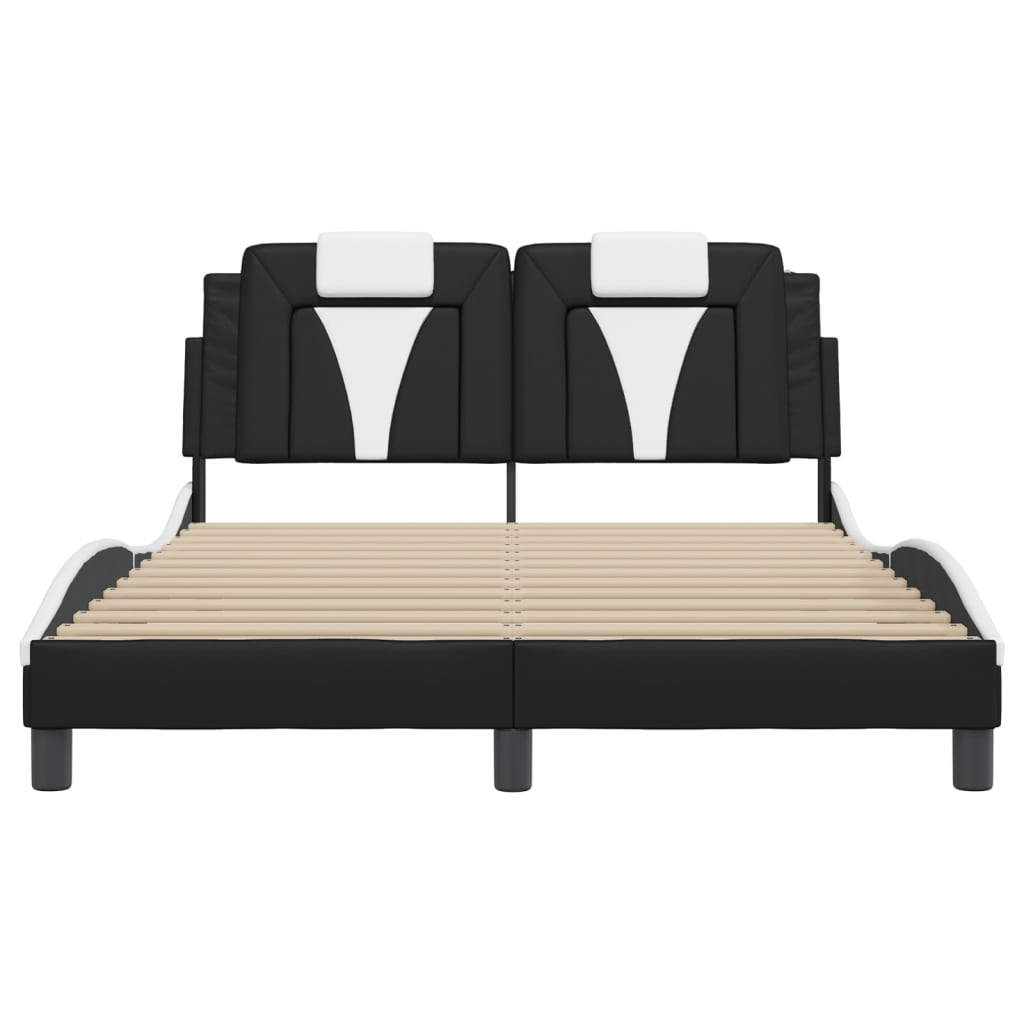 Cadre de lit avec LED sans matelas noir et blanc 140x200 cm - XIOS