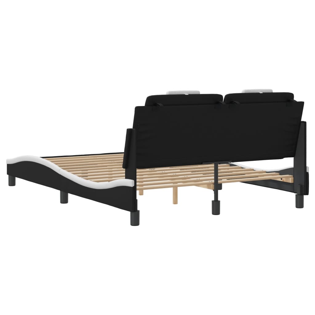 Cadre de lit avec LED sans matelas noir et blanc 140x200 cm - XIOS