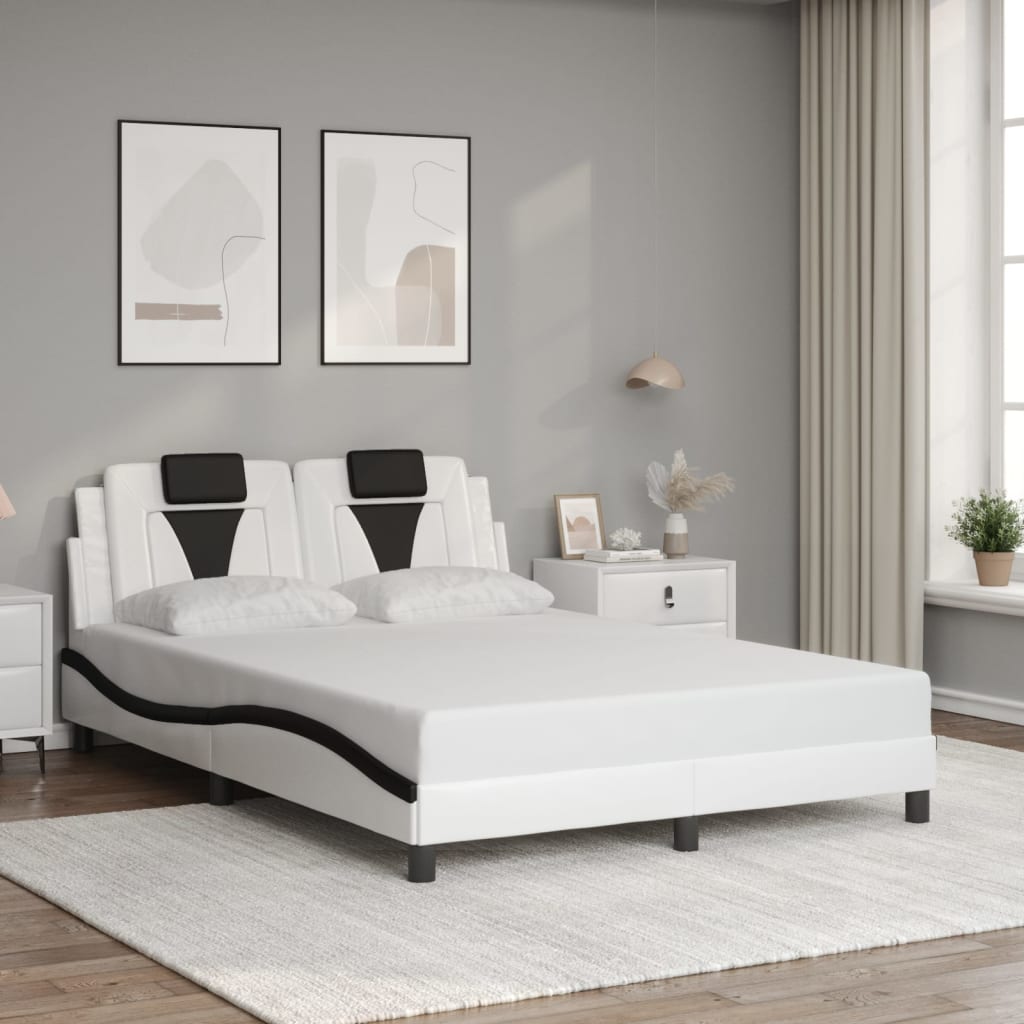 Cadre de lit avec LED sans matelas blanc et noir 140x200 cm - XIOS
