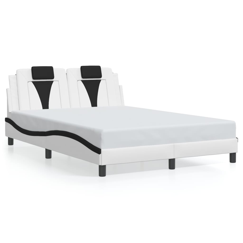 Cadre de lit avec LED sans matelas blanc et noir 140x200 cm - XIOS