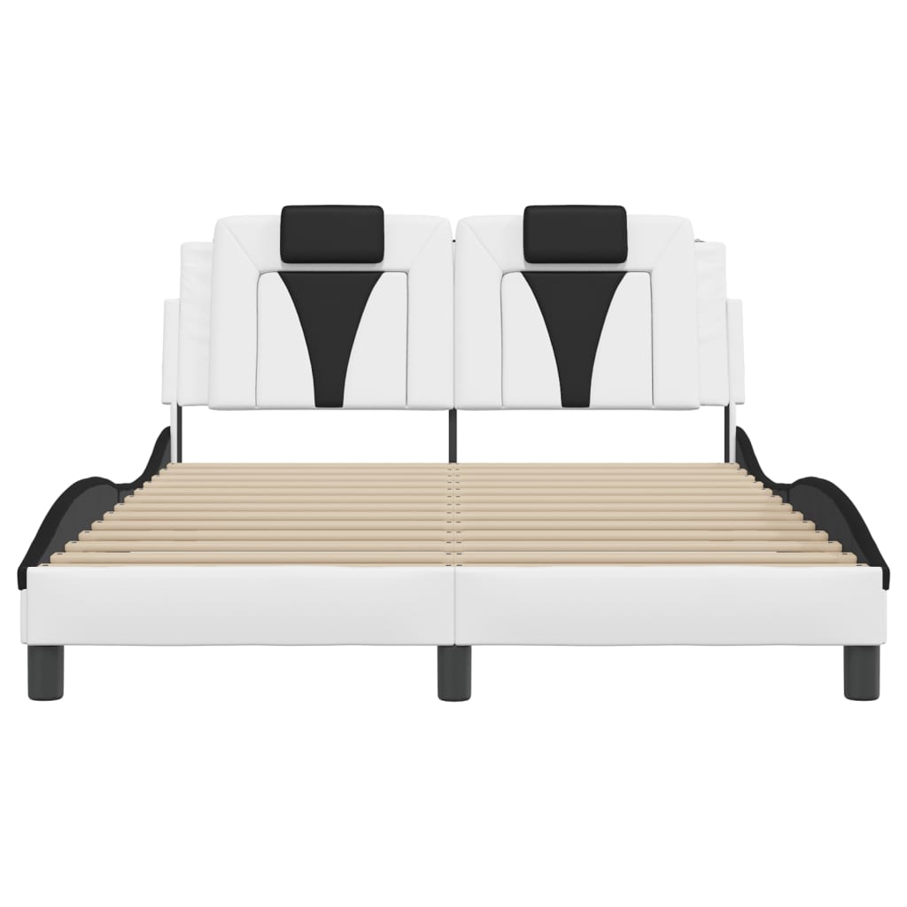 Cadre de lit avec LED sans matelas blanc et noir 140x200 cm - XIOS