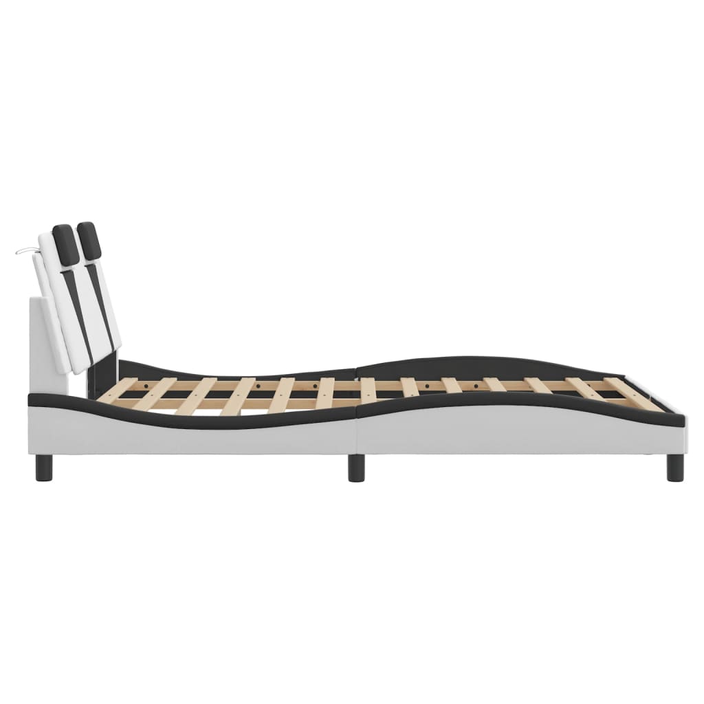 Cadre de lit avec LED sans matelas blanc et noir 140x200 cm - XIOS