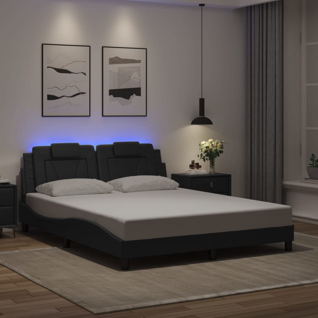 Cadre de lit avec LED sans matelas noir 160x200 cm - XIOS