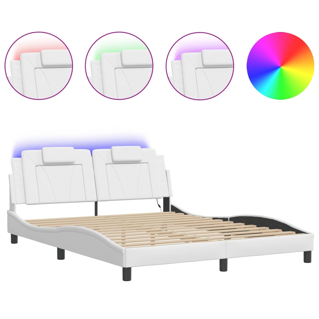 Cadre de lit Viana avec LED sans matelas blanc 160x200 cm - XIOS