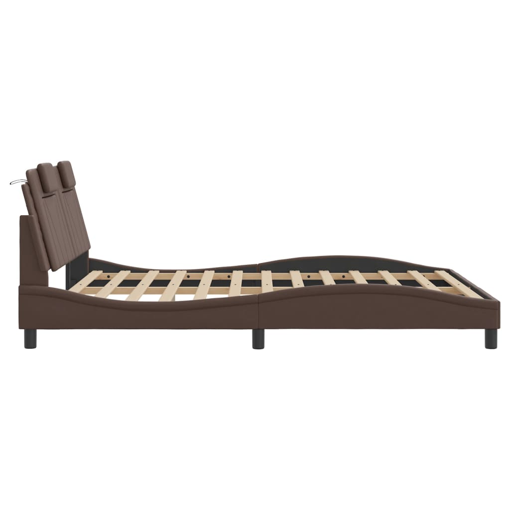 Cadre de lit avec LED sans matelas marron 160x200 cm - XIOS
