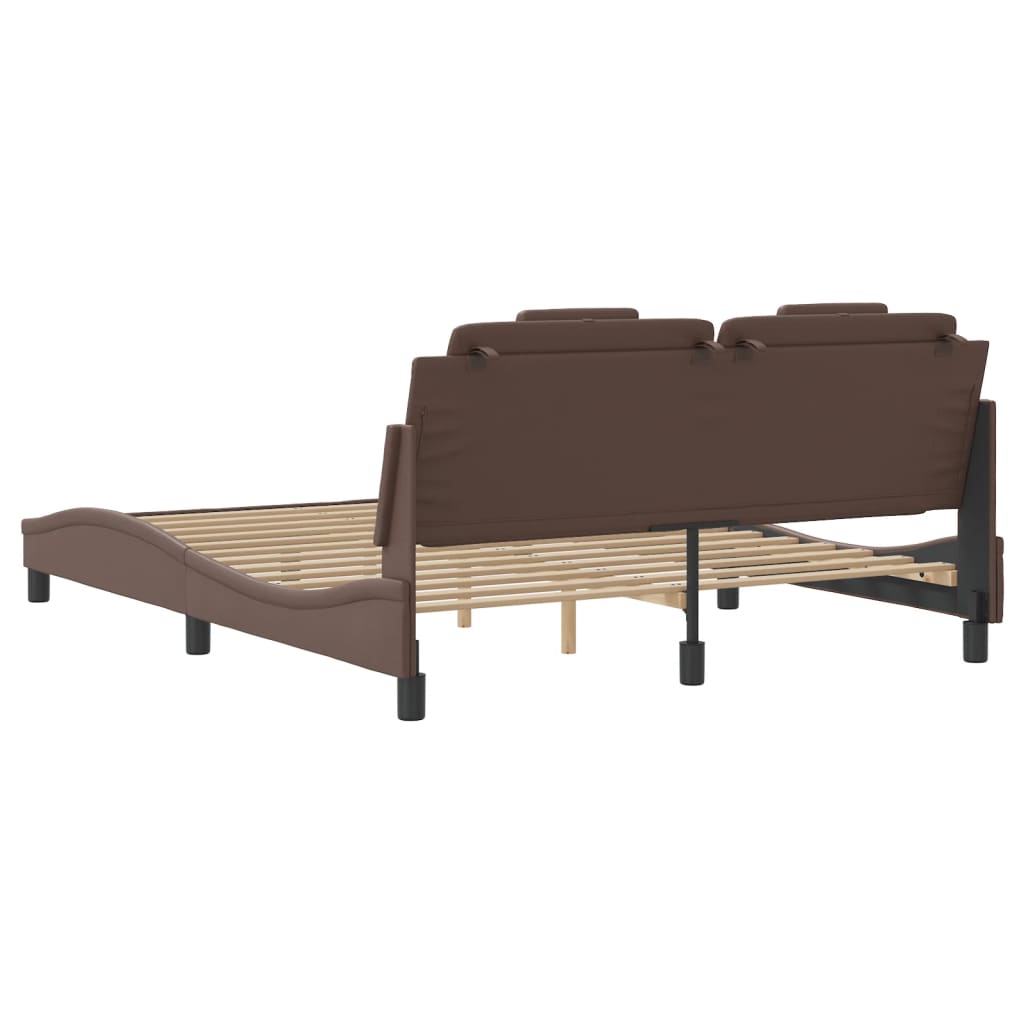 Cadre de lit avec LED sans matelas marron 160x200 cm - XIOS