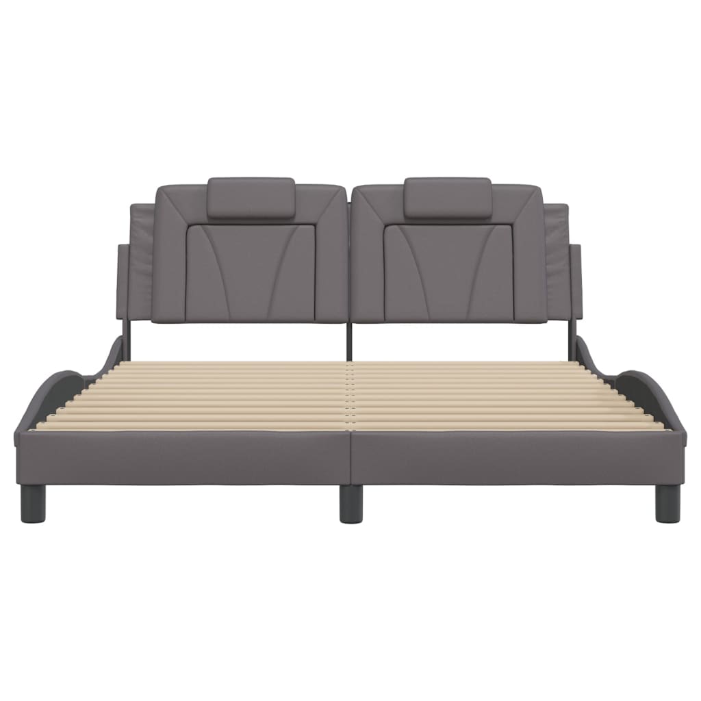 Cadre de lit avec LED sans matelas gris 160x200 cm - XIOS