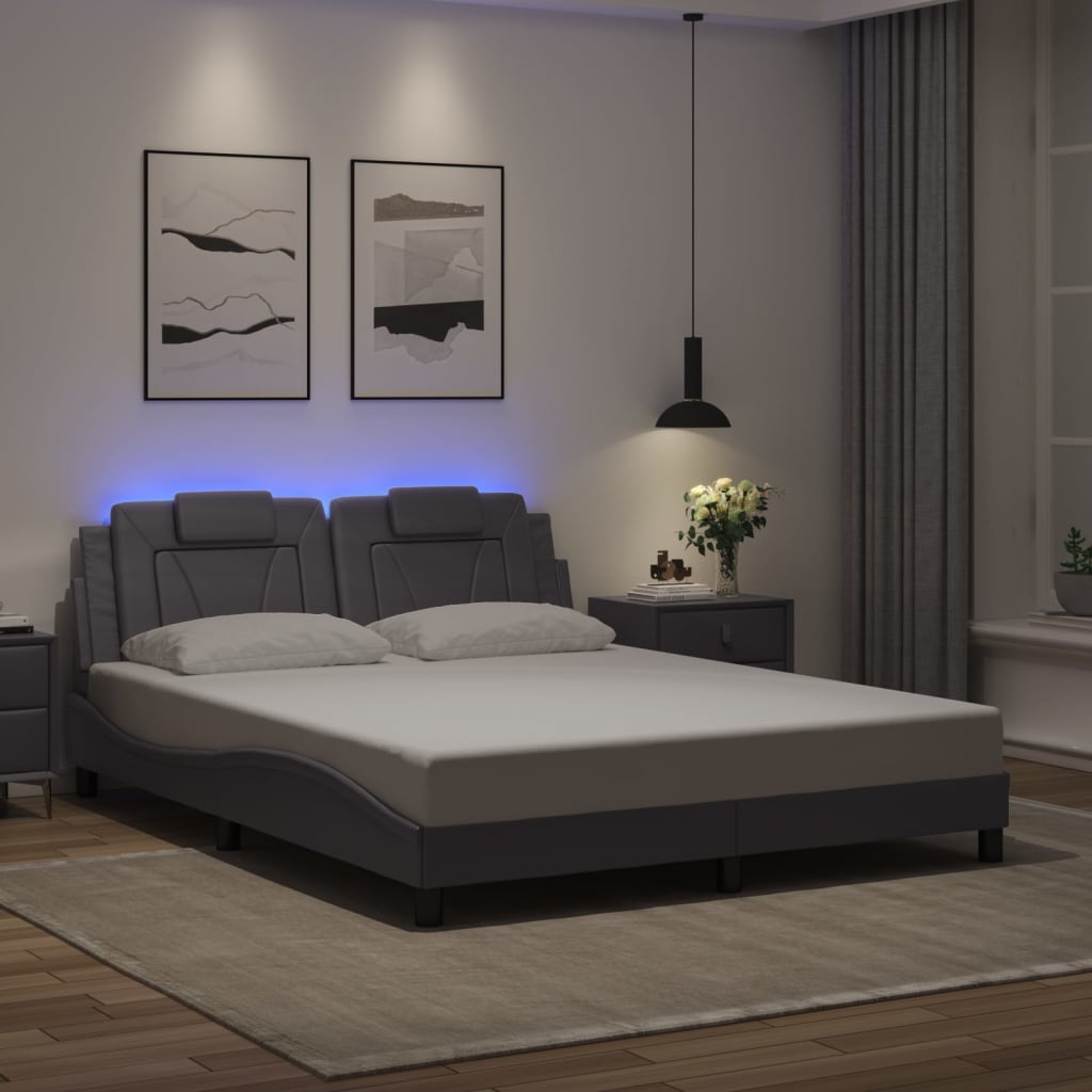 Cadre de lit avec LED sans matelas gris 160x200 cm - XIOS