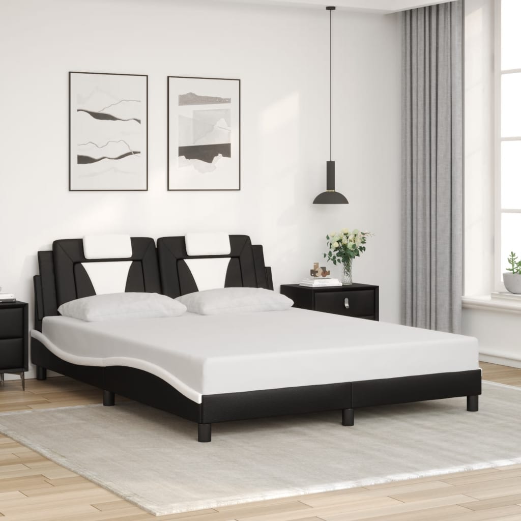 Cadre de lit avec LED sans matelas noir et blanc 160x200 cm - XIOS