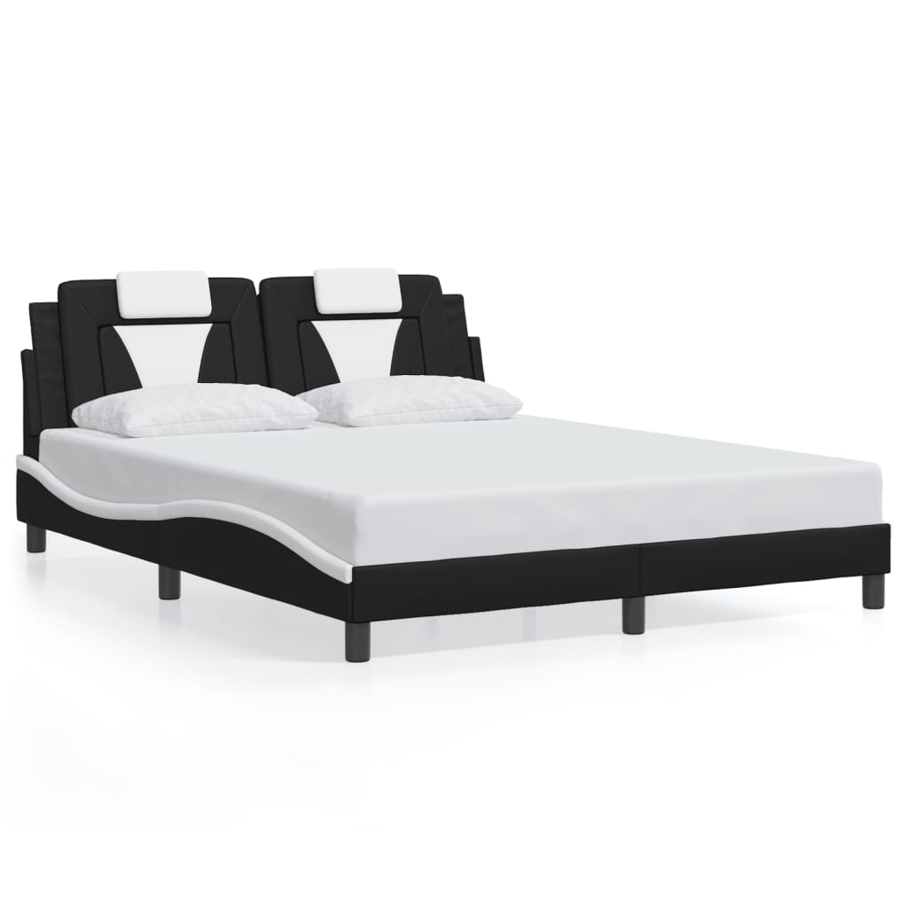 Cadre de lit avec LED sans matelas noir et blanc 160x200 cm - XIOS