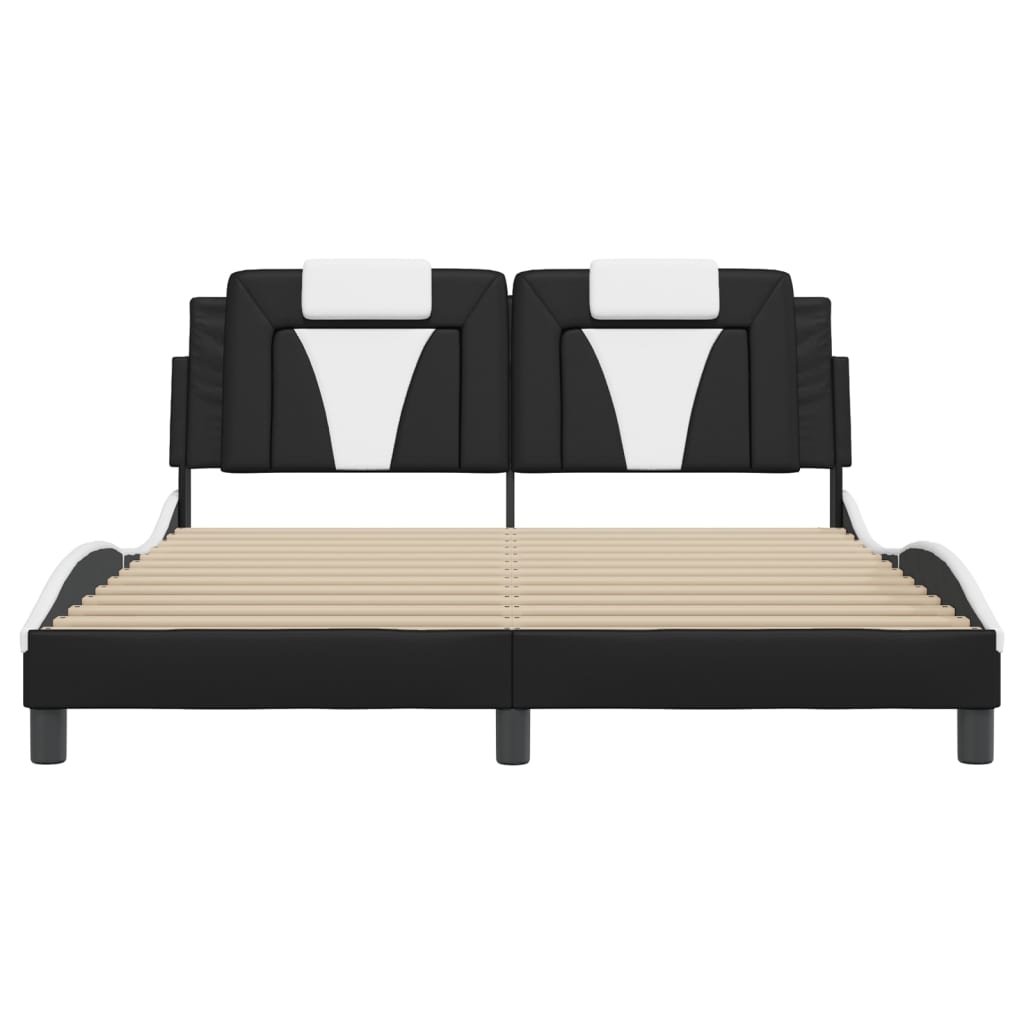 Cadre de lit avec LED sans matelas noir et blanc 160x200 cm - XIOS