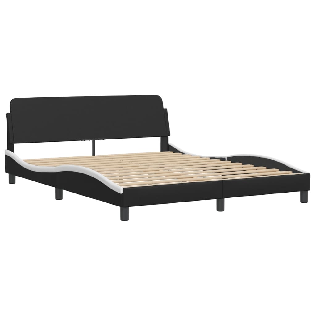 Cadre de lit avec LED sans matelas noir et blanc 160x200 cm - XIOS