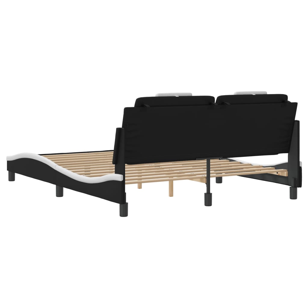 Cadre de lit avec LED sans matelas noir et blanc 160x200 cm - XIOS