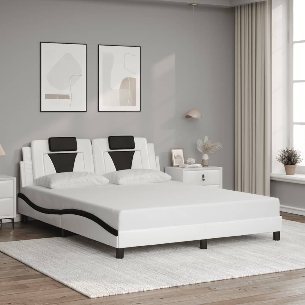 Cadre de lit avec LED sans matelas blanc et noir 160x200 cm - XIOS