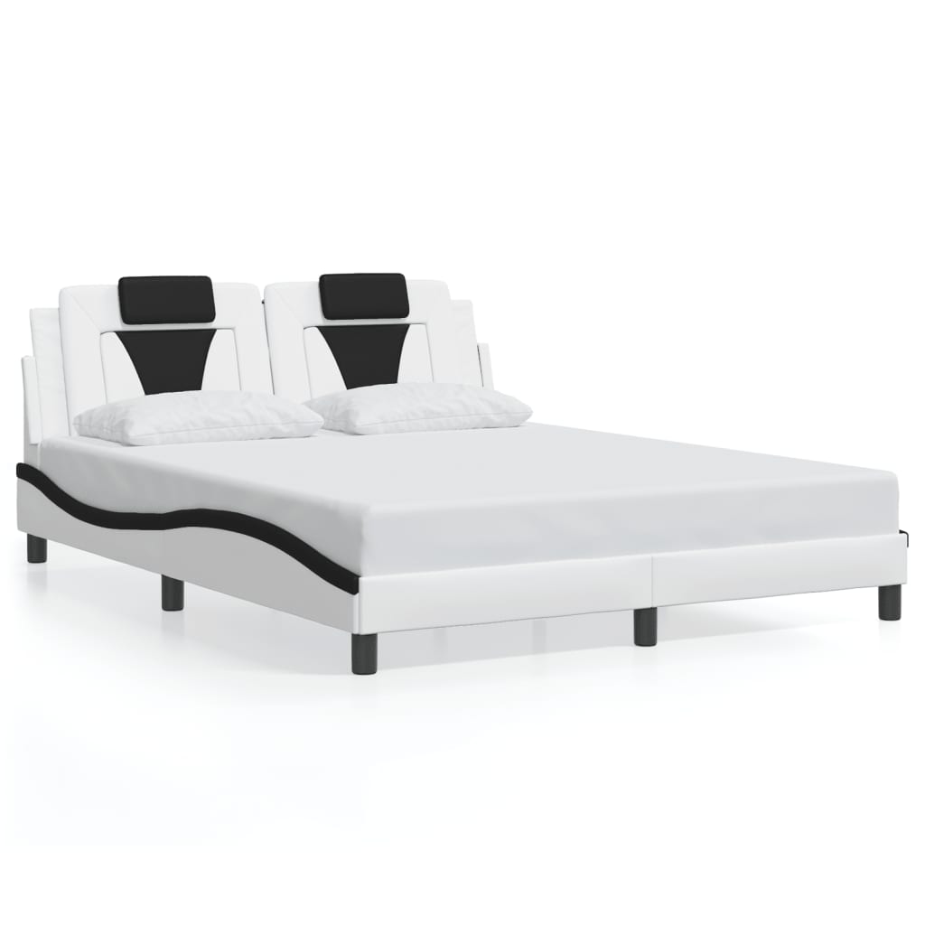 Cadre de lit avec LED sans matelas blanc et noir 160x200 cm - XIOS