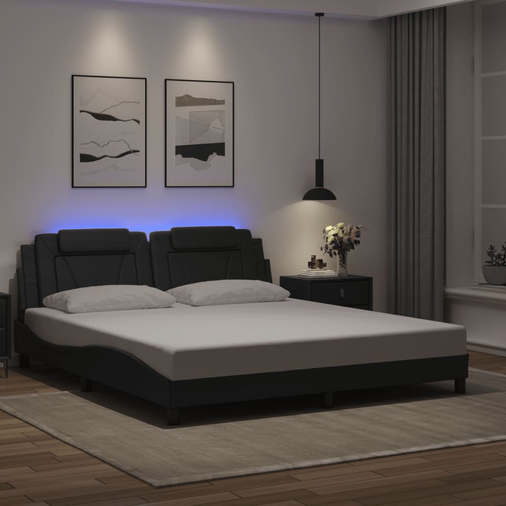 Cadre de lit avec LED sans matelas noir 180x200 cm - XIOS