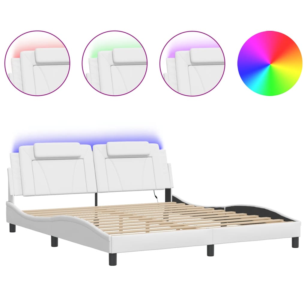 Cadre de lit avec LED sans matelas blanc 180x200 cm - XIOS