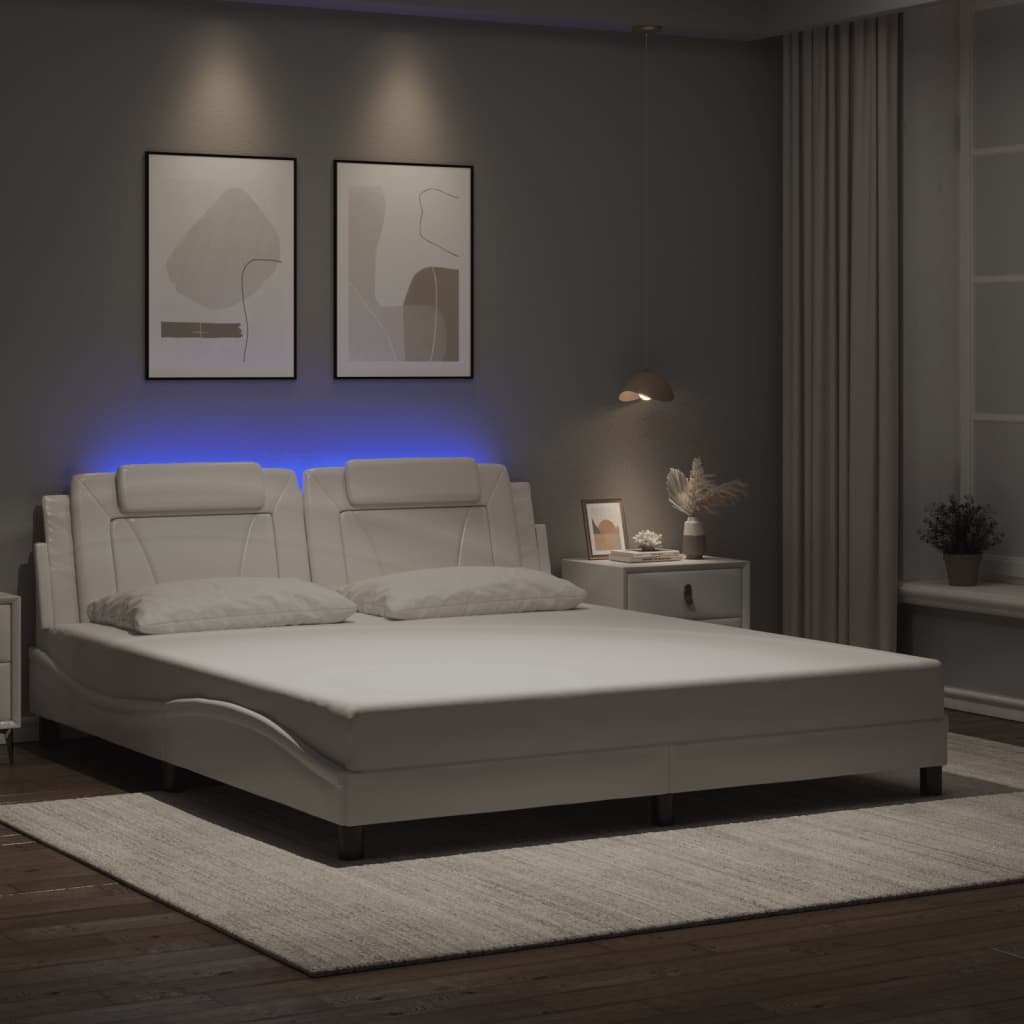 Cadre de lit avec LED sans matelas blanc 180x200 cm - XIOS