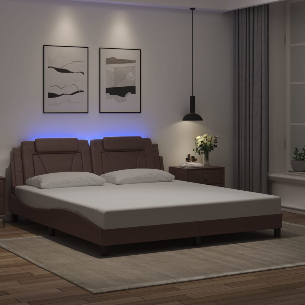 Cadre de lit avec LED sans matelas marron 180x200 cm - XIOS