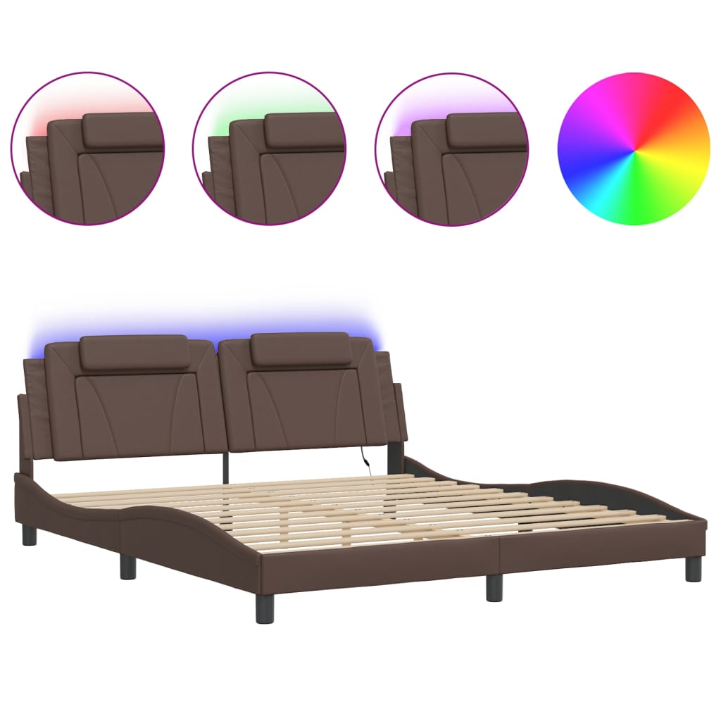Cadre de lit avec LED sans matelas gris 180x200 cm - XIOS