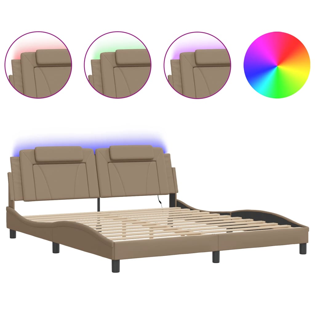 Cadre de lit avec LED sans matelas cappuccino 180x200 cm - XIOS