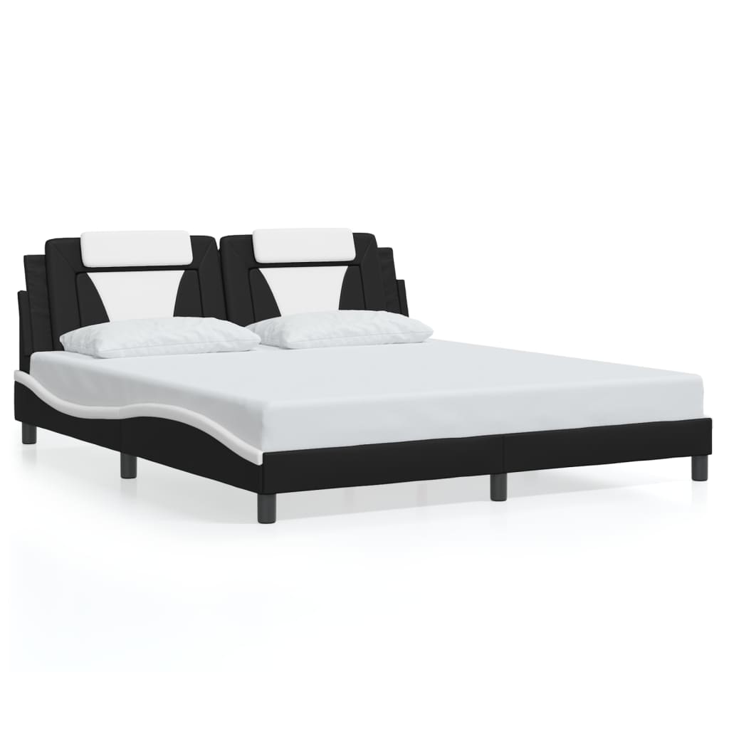 Cadre de lit avec LED sans matelas noir et blanc 180x200 cm - XIOS