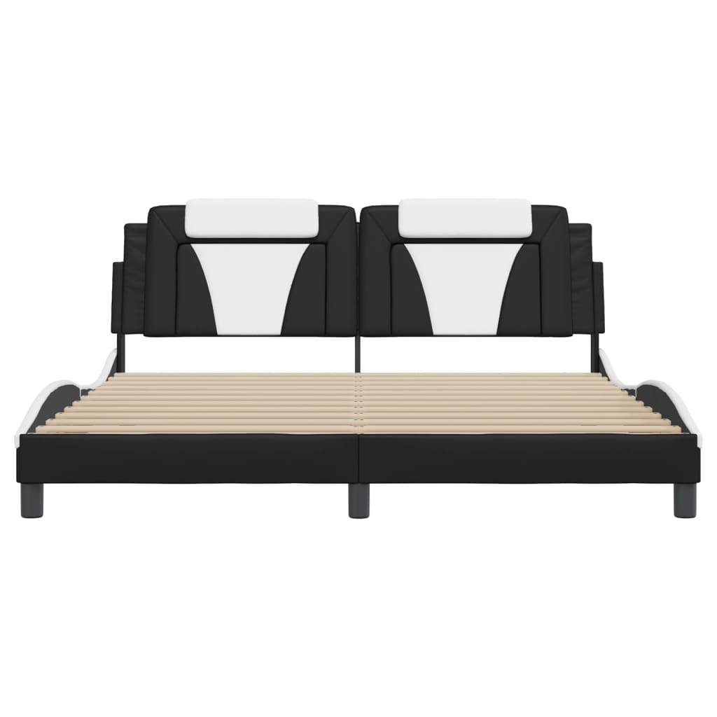 Cadre de lit avec LED sans matelas noir et blanc 180x200 cm - XIOS