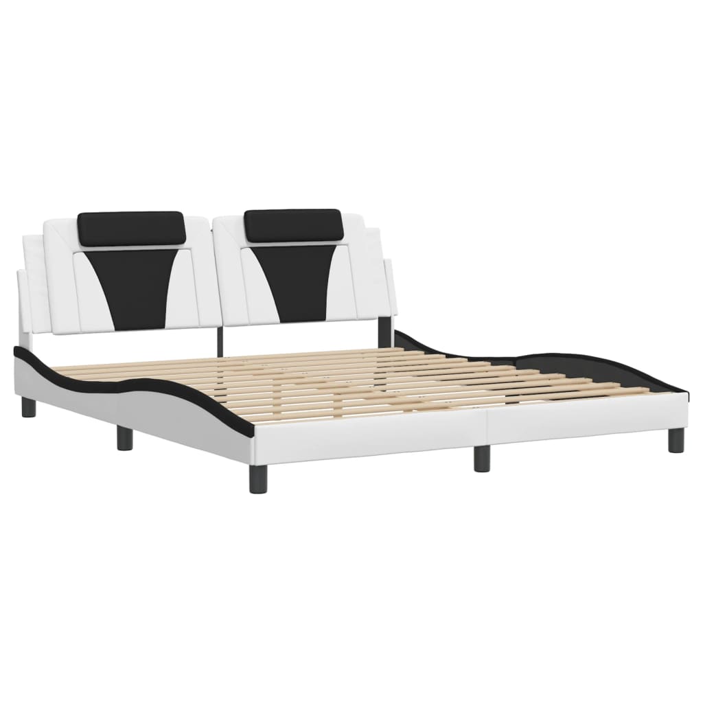 Cadre de lit avec LED sans matelas blanc et noir 180x200 cm - XIOS