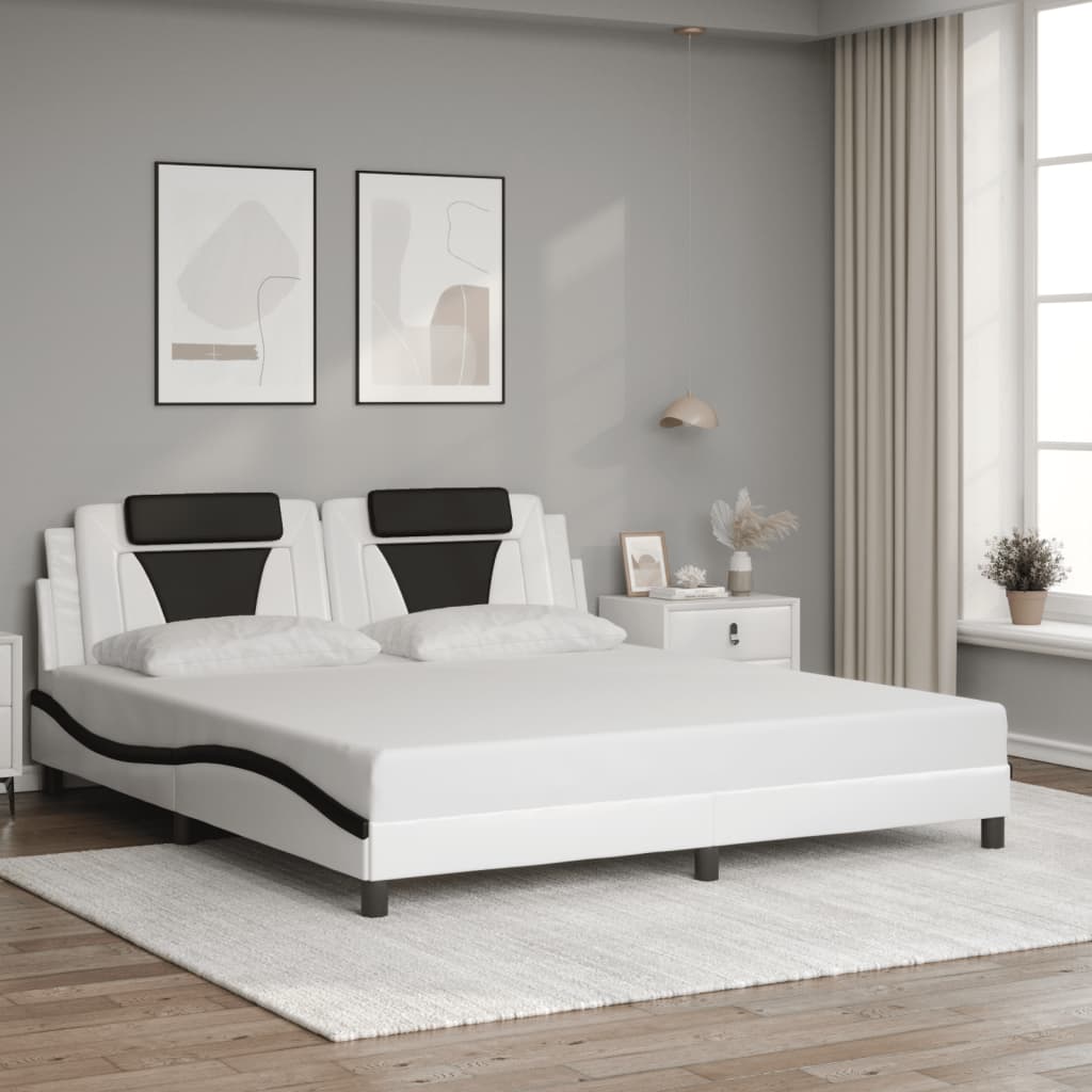 Cadre de lit avec LED sans matelas blanc et noir 180x200 cm - XIOS