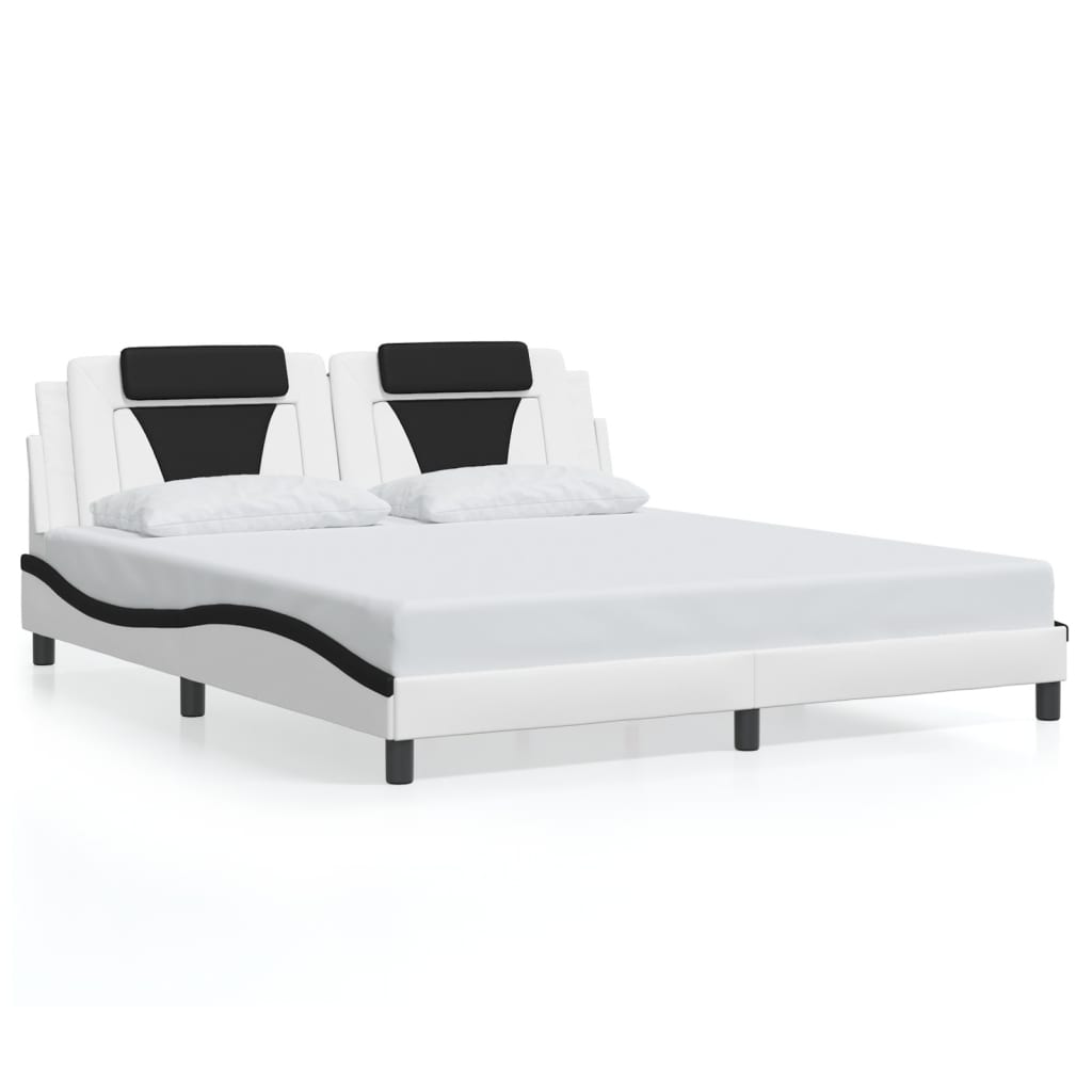 Cadre de lit avec LED sans matelas blanc et noir 180x200 cm - XIOS