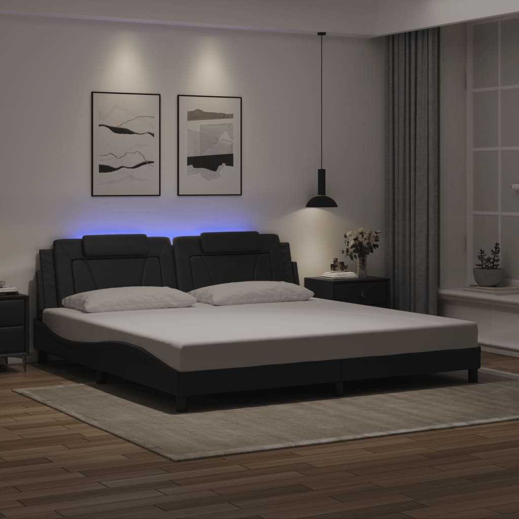 Cadre de lit avec LED sans matelas noir 200x200 cm - XIOS