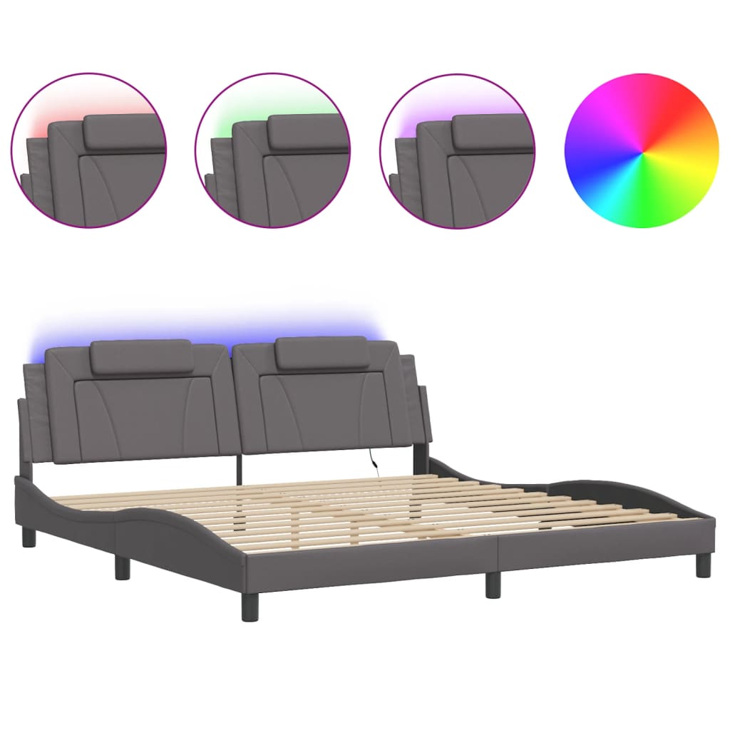 Cadre de lit avec LED sans matelas gris 200x200 cm - XIOS