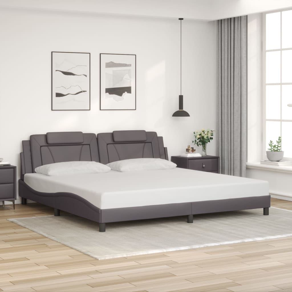 Cadre de lit avec LED sans matelas gris 200x200 cm - XIOS