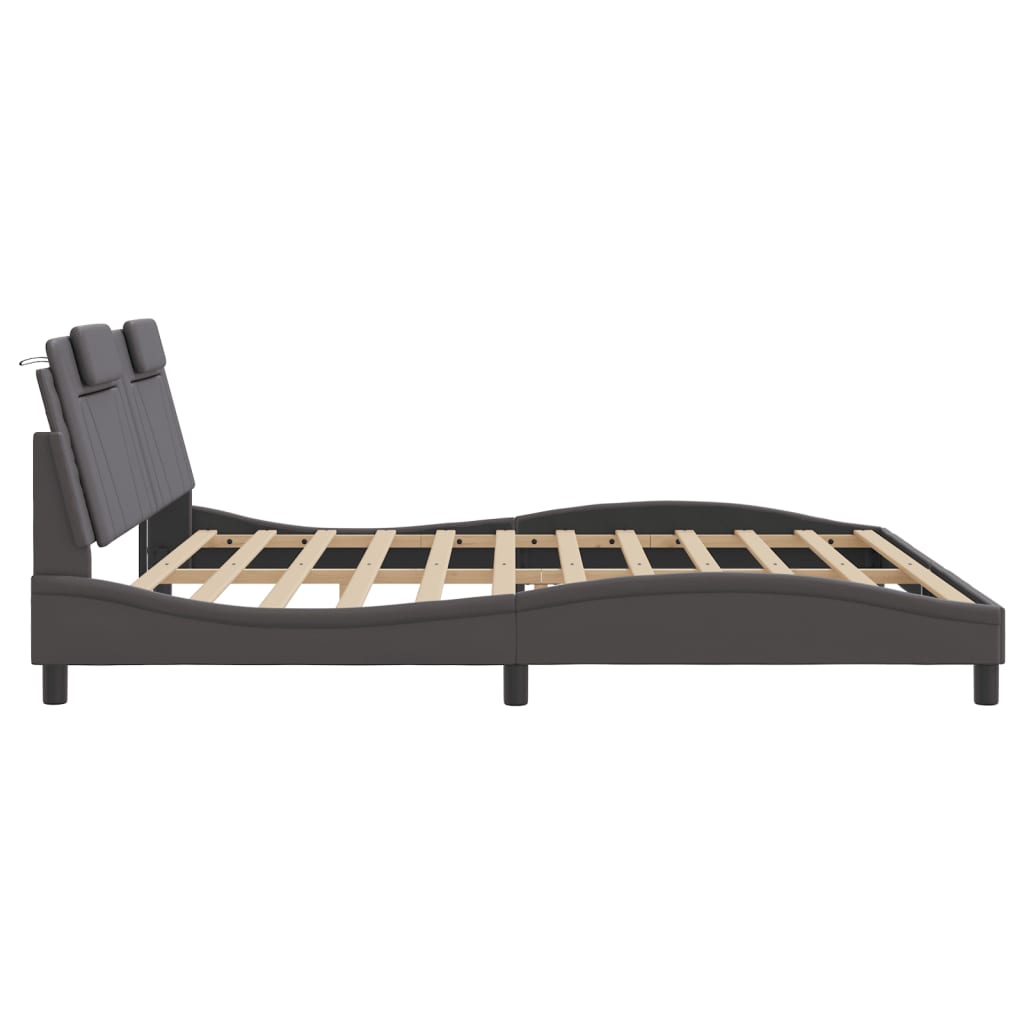 Cadre de lit avec LED sans matelas gris 200x200 cm - XIOS