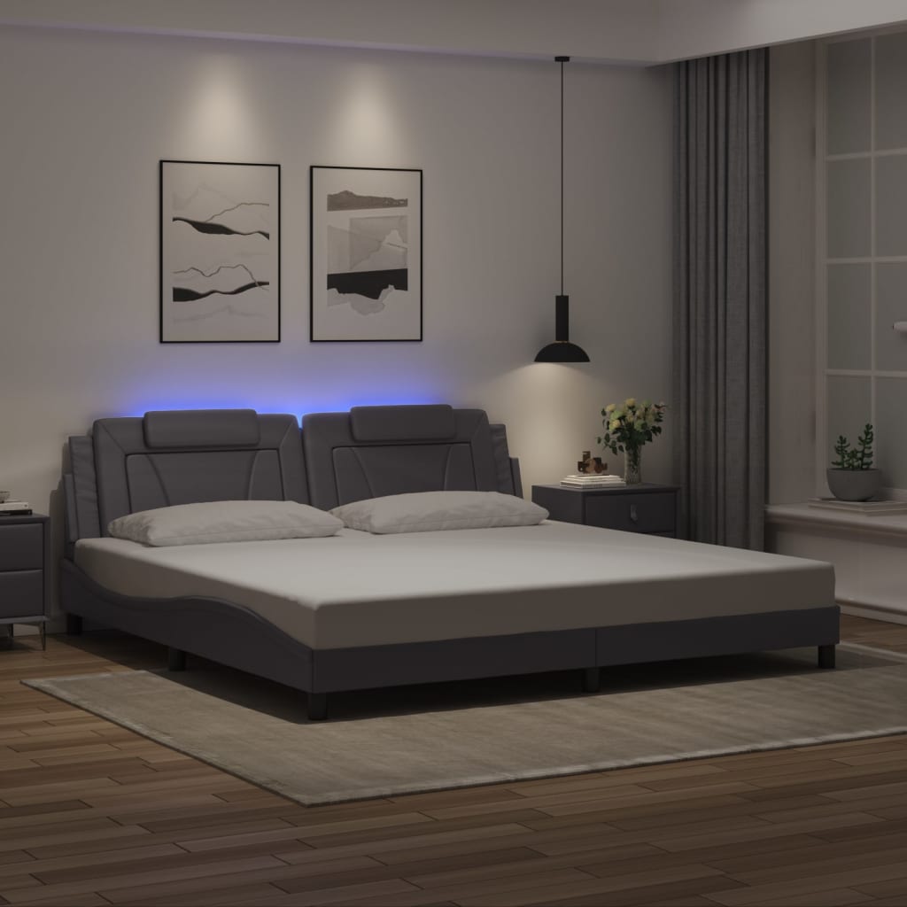 Cadre de lit avec LED sans matelas gris 200x200 cm - XIOS