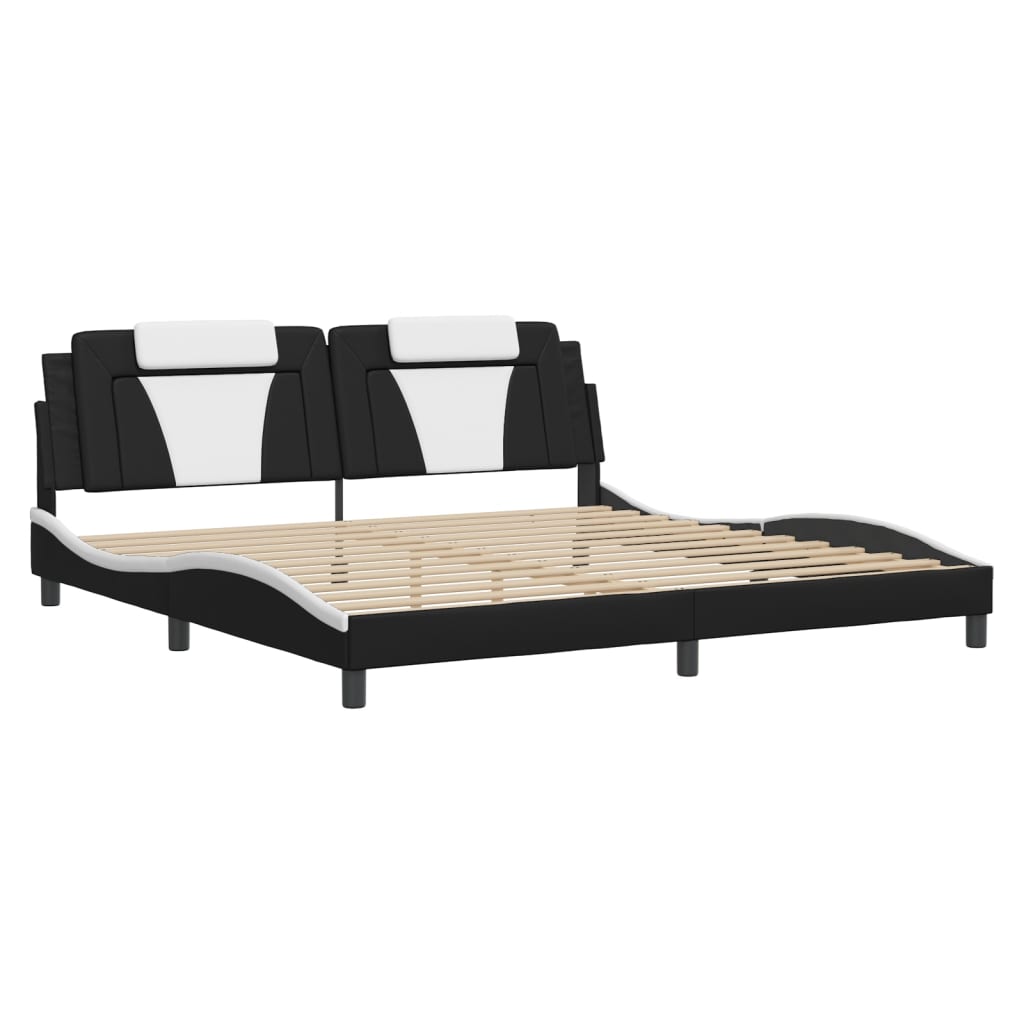 Cadre de lit avec LED sans matelas noir et blanc 200x200 cm - XIOS