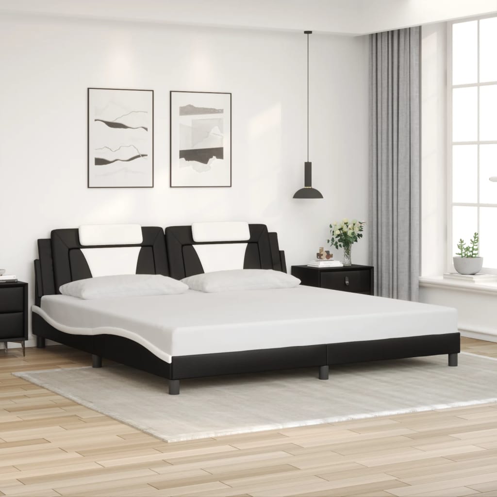 Cadre de lit avec LED sans matelas noir et blanc 200x200 cm - XIOS