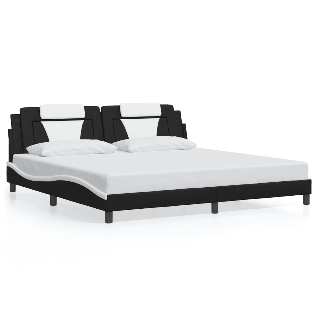 Cadre de lit avec LED sans matelas noir et blanc 200x200 cm - XIOS