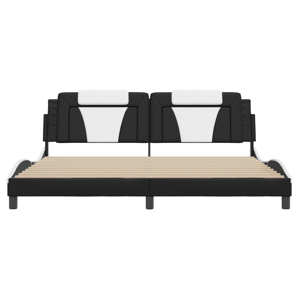 Cadre de lit avec LED sans matelas noir et blanc 200x200 cm - XIOS