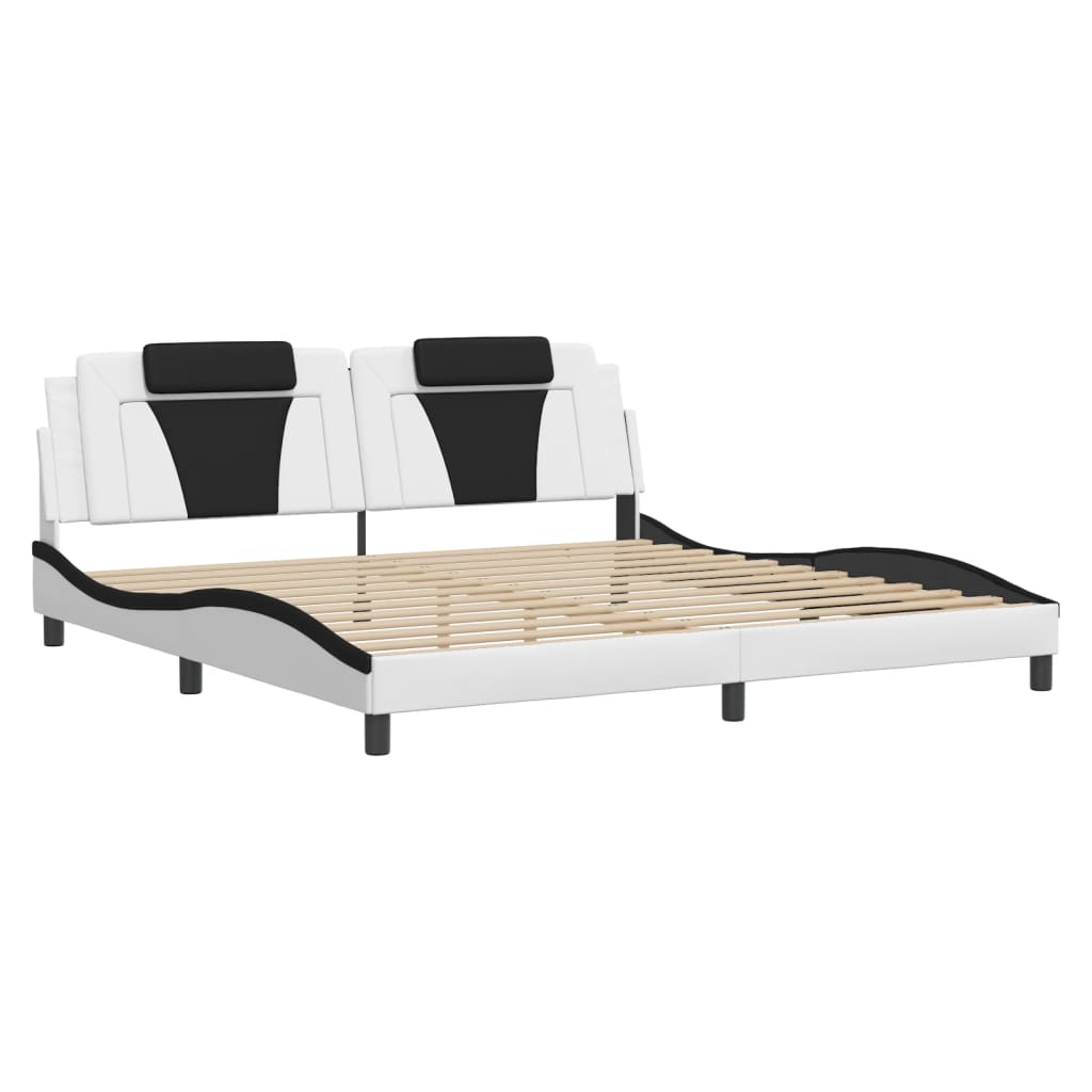 Cadre de lit avec LED sans matelas blanc et noir 200x200 cm - XIOS