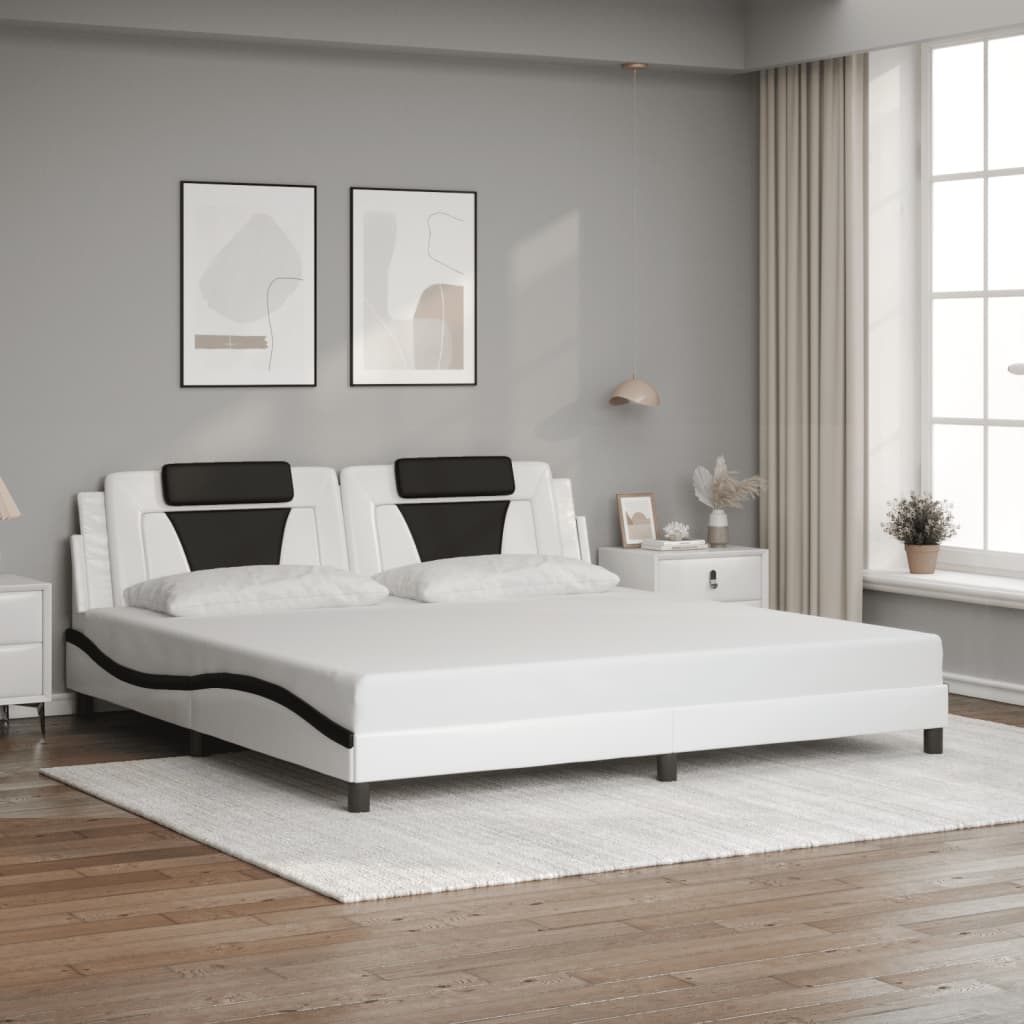 Cadre de lit avec LED sans matelas blanc et noir 200x200 cm - XIOS