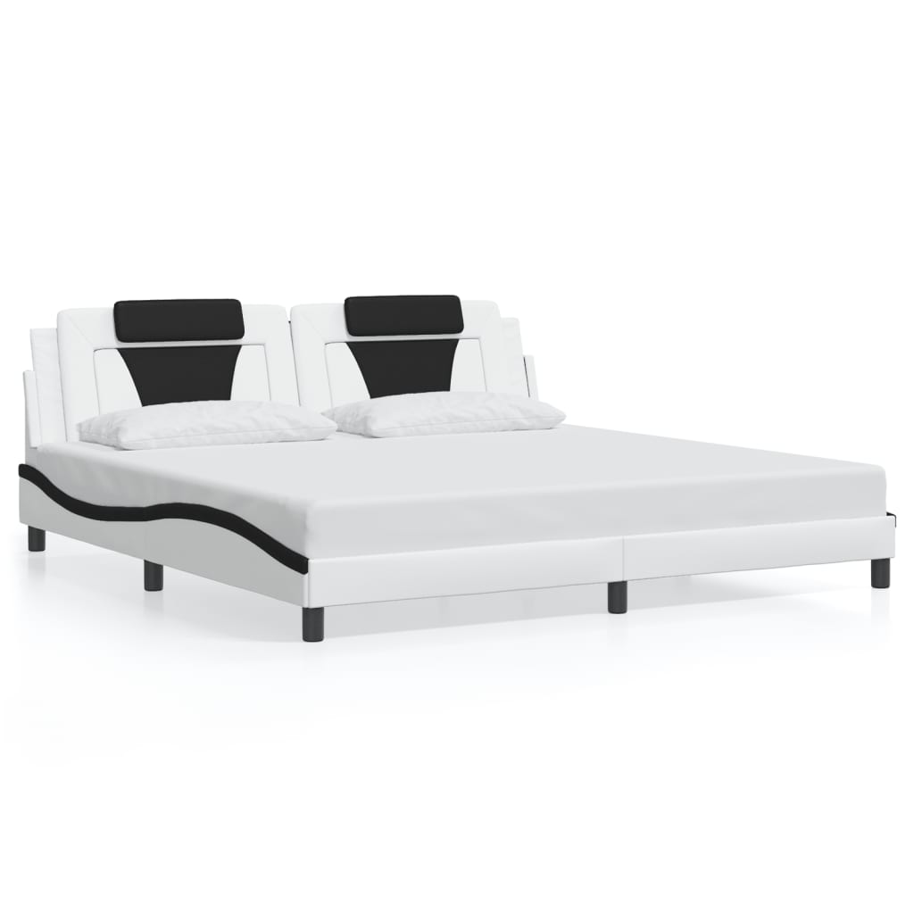 Cadre de lit avec LED sans matelas blanc et noir 200x200 cm - XIOS