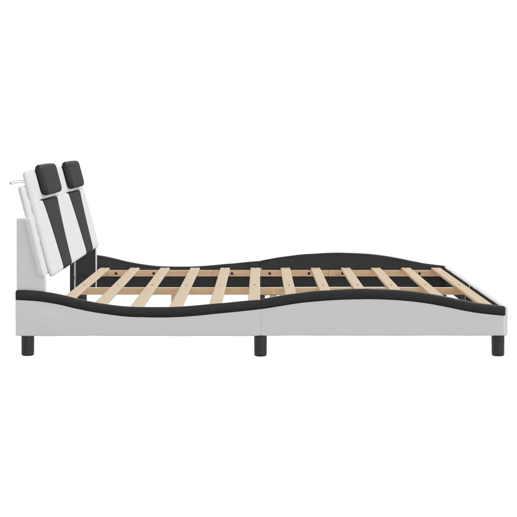 Cadre de lit avec LED sans matelas blanc et noir 200x200 cm - XIOS