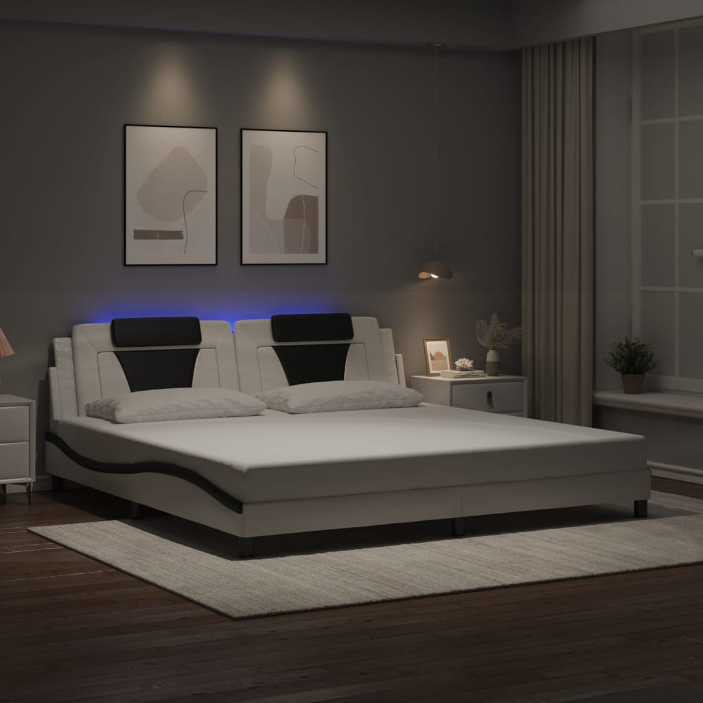Cadre de lit avec LED sans matelas blanc et noir 200x200 cm - XIOS