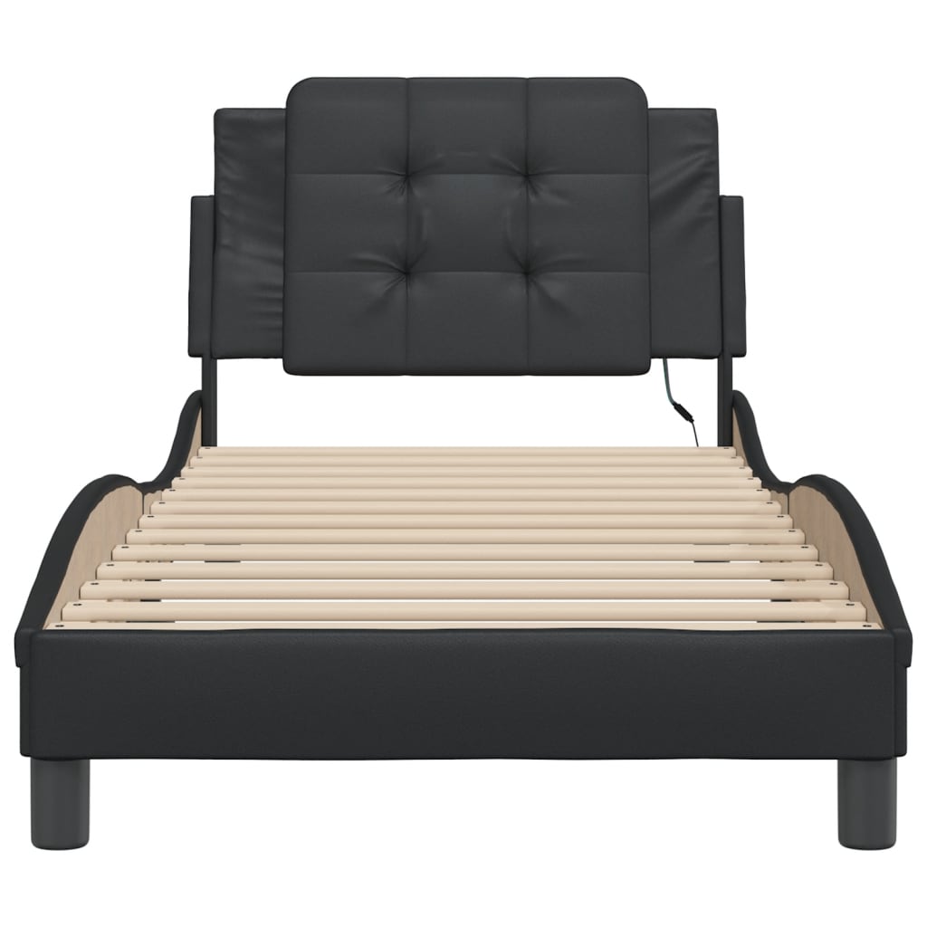 Cadre de lit avec LED sans matelas noir 80x200 cm - XIOS