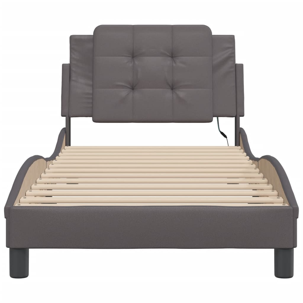 Cadre de lit avec LED sans matelas gris 80x200 cm - XIOS
