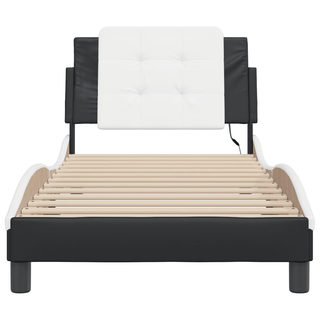 Cadre de lit avec LED sans matelas noir et blanc 80x200 cm - XIOS