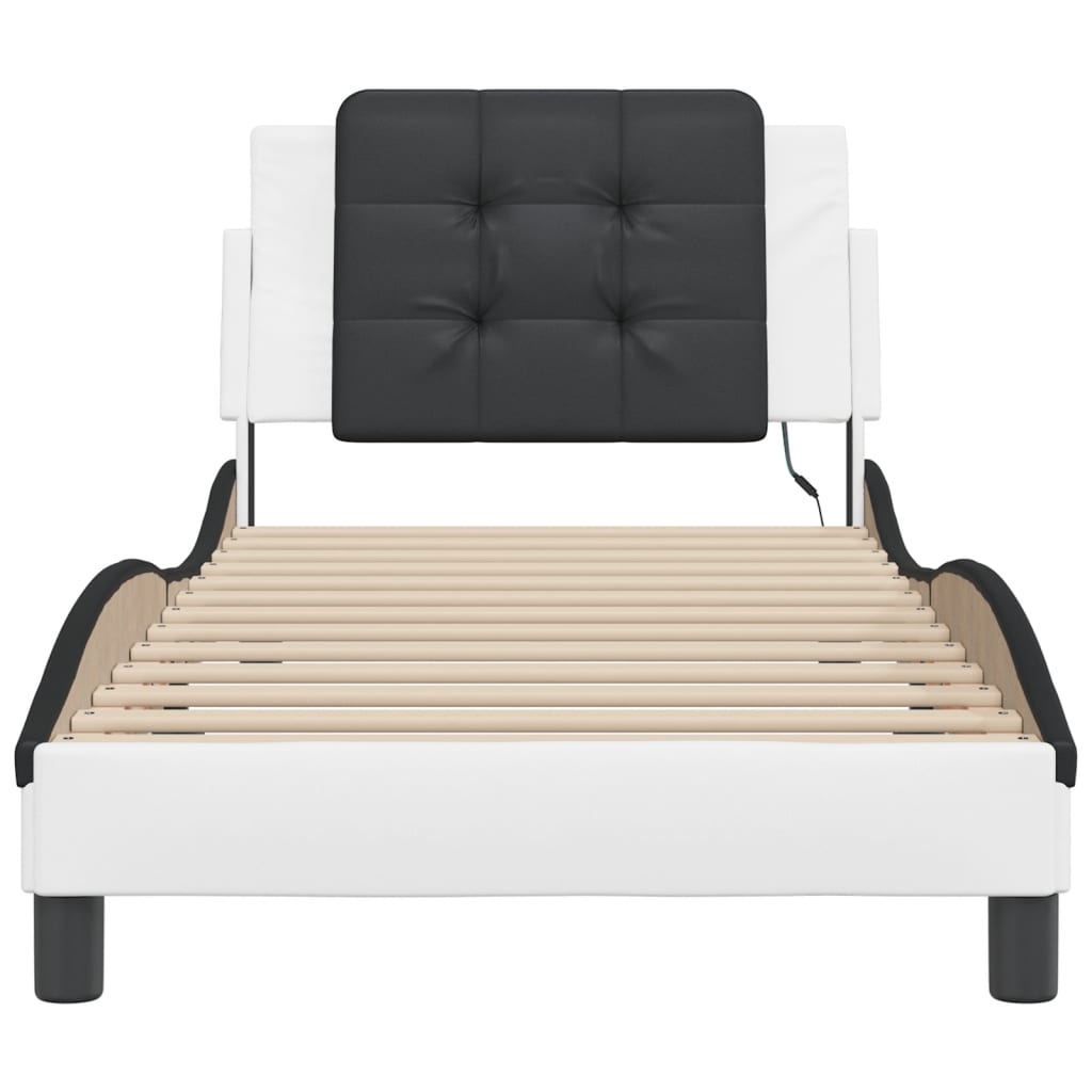 Cadre de lit avec LED sans matelas blanc et noir 80x200 cm - XIOS