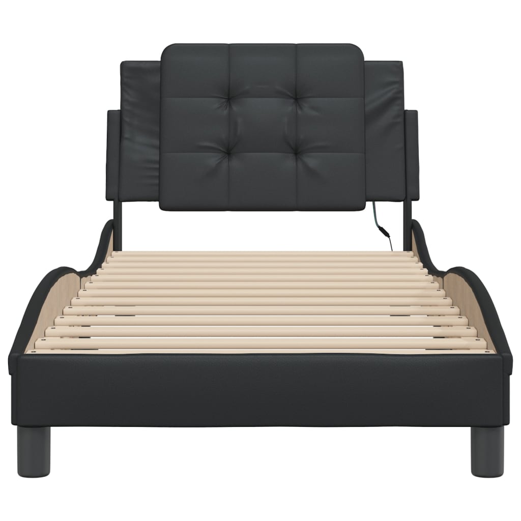 Cadre de lit avec LED sans matelas noir 90x190 cm - XIOS