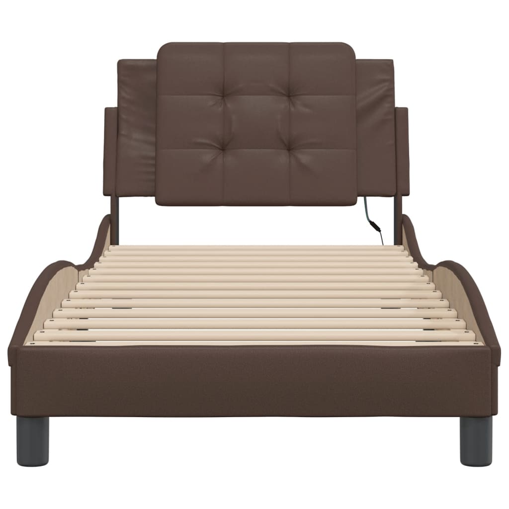 Cadre de lit avec LED sans matelas marron 90x190 cm - XIOS